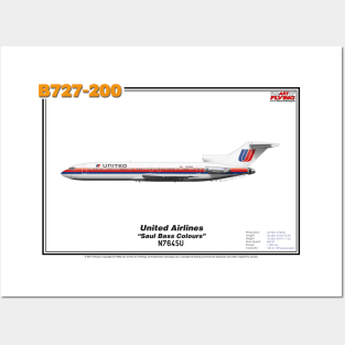 Boeing B727-200 - United Airlines "Saul Bass Colours" (Art Print) Posters and Art